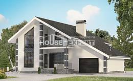 180-001-П Проект двухэтажного дома с мансардным этажом, гараж, скромный загородный дом из бризолита, House Expert