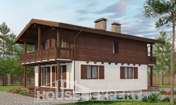 150-016-Л Проект двухэтажного дома с мансардой, небольшой домик из арболита, House Expert