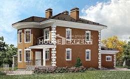 150-006-П Проект двухэтажного дома и гаражом, бюджетный коттедж из поризованных блоков, House Expert