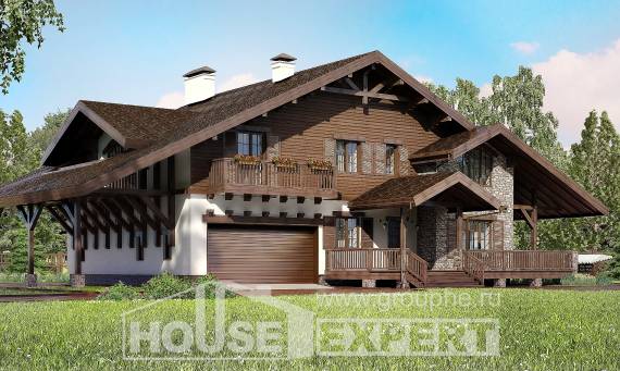 320-001-П Проект двухэтажного дома с мансардным этажом и гаражом, просторный загородный дом из кирпича, House Expert