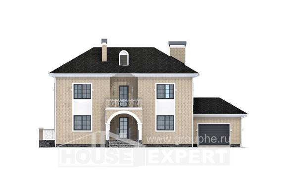 180-006-П Проект двухэтажного дома и гаражом, уютный коттедж из кирпича, House Expert