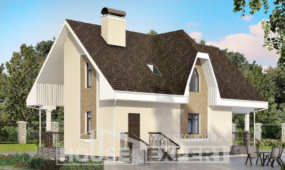 125-001-Л Проект двухэтажного дома с мансардой, бюджетный коттедж из твинблока, House Expert
