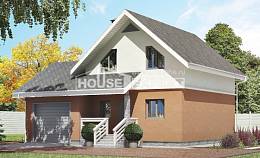 120-002-Л Проект двухэтажного дома мансардный этаж, гараж, доступный дом из арболита, House Expert