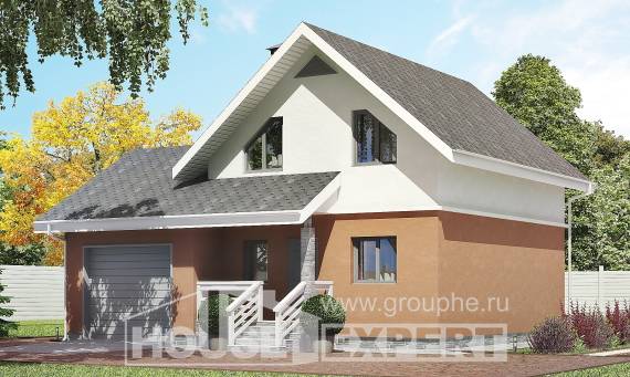 120-002-Л Проект двухэтажного дома мансардный этаж, гараж, доступный дом из арболита, House Expert