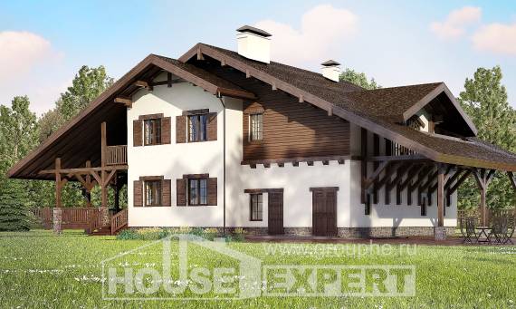 320-001-П Проект двухэтажного дома с мансардой и гаражом, красивый дом из кирпича, House Expert