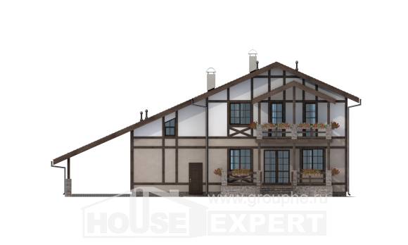 250-002-П Проект двухэтажного дома с мансардой, гараж, средний дом из кирпича, House Expert