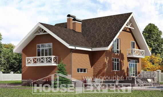 215-001-П Проект двухэтажного дома мансардный этаж, гараж, простой домик из арболита, House Expert