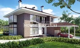 340-001-П Проект двухэтажного дома и гаражом, современный дом из кирпича, House Expert