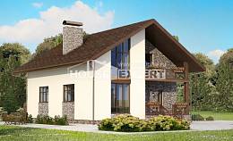 155-001-П Проект двухэтажного дома мансардный этаж, гараж, классический коттедж из бризолита, House Expert