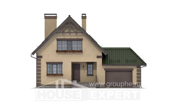 160-007-П Проект двухэтажного дома с мансардным этажом и гаражом, современный коттедж из арболита, House Expert