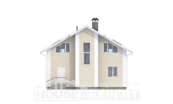 150-002-Л Проект двухэтажного дома с мансардным этажом и гаражом, скромный домик из бризолита, House Expert