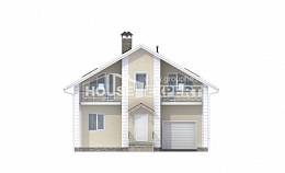 150-002-Л Проект двухэтажного дома мансардой и гаражом, бюджетный загородный дом из пеноблока, House Expert
