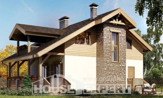 150-004-П Проект двухэтажного дома с мансардой, экономичный загородный дом из пеноблока, House Expert