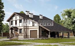 250-002-П Проект двухэтажного дома мансардой, гараж, классический домик из кирпича, House Expert
