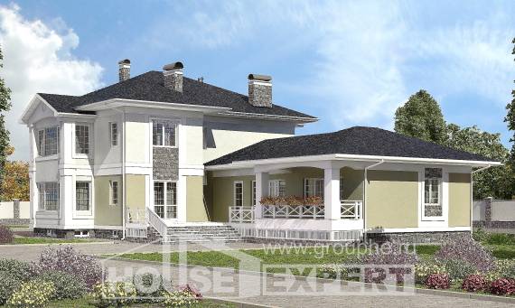 620-001-Л Проект трехэтажного дома и гаражом, красивый дом из арболита, House Expert