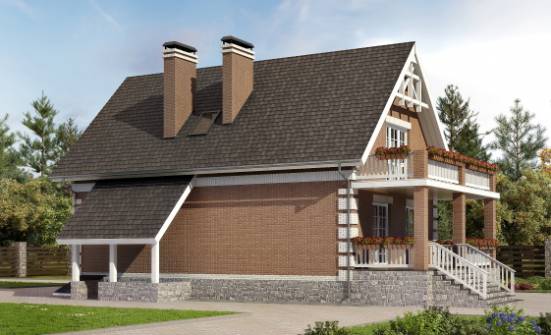 200-009-Л Проект трехэтажного дома с мансардой, гараж, уютный домик из поризованных блоков, House Expert