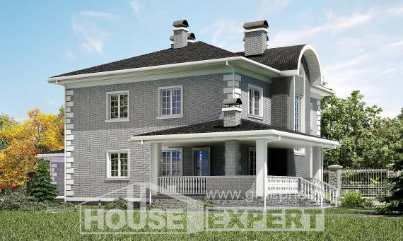 245-004-Л Проект двухэтажного дома, гараж, уютный дом из кирпича, House Expert