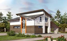 200-010-П Проект двухэтажного дома с мансардой и гаражом, красивый домик из пеноблока, House Expert