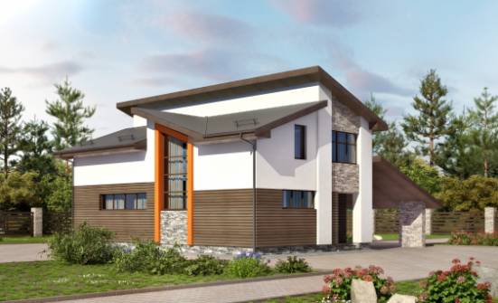 200-010-П Проект двухэтажного дома мансардой и гаражом, простой коттедж из твинблока | Проекты домов от House Expert