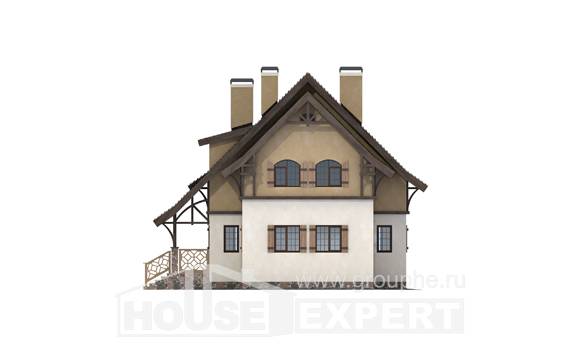 180-014-Л Проект двухэтажного дома с мансардным этажом, небольшой домик из газобетона, House Expert