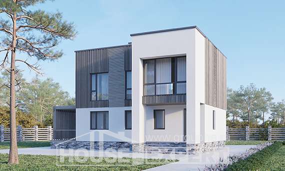 150-017-П Проект двухэтажного дома, скромный загородный дом из газосиликатных блоков, House Expert
