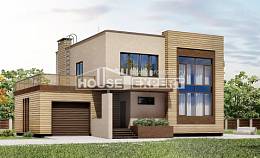220-003-Л Проект двухэтажного дома, гараж, уютный загородный дом из пеноблока, House Expert