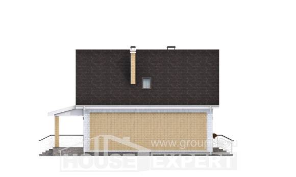 130-004-П Проект двухэтажного дома мансардой, простой коттедж из твинблока, House Expert