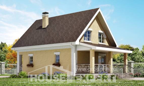 130-004-П Проект двухэтажного дома с мансардой, недорогой домик из газосиликатных блоков, House Expert