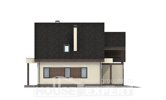 120-005-Л Проект двухэтажного дома мансардой и гаражом, простой дом из бризолита, House Expert