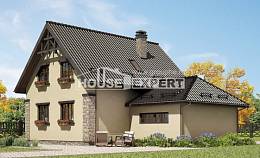 160-005-Л Проект двухэтажного дома мансардой и гаражом, уютный домик из пеноблока, House Expert