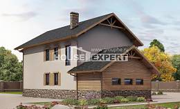 200-005-Л Проект двухэтажного дома, гараж, просторный дом из газосиликатных блоков, House Expert
