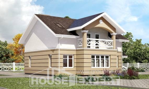 155-009-П Проект двухэтажного дома мансардой, уютный загородный дом из газосиликатных блоков, House Expert