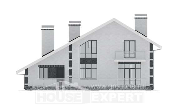 190-008-П Проект двухэтажного дома мансардой и гаражом, уютный коттедж из керамзитобетонных блоков, House Expert