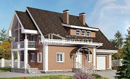 185-003-П Проект двухэтажного дома мансардный этаж, гараж, красивый домик из пеноблока, House Expert