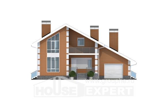 190-006-П Проект двухэтажного дома мансардный этаж, гараж, средний загородный дом из блока, House Expert