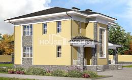 155-011-Л Проект двухэтажного дома, скромный дом из блока, House Expert