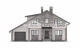 180-017-Л Проект двухэтажного дома мансардный этаж, гараж, классический домик из газобетона, House Expert