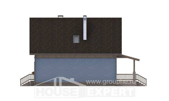 130-003-Л Проект двухэтажного дома мансардный этаж, бюджетный дом из газосиликатных блоков, House Expert