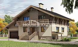 420-001-Л Проект трехэтажного дома мансардой и гаражом, большой домик из кирпича, House Expert